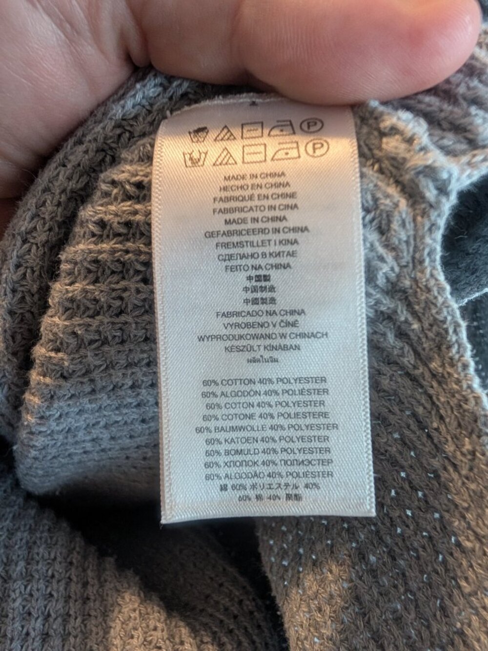 Michael Kors Grey Waffle Knit Cowl Off Shoulder Sweater M Cotton Blend Logo - Picture 9 of 9